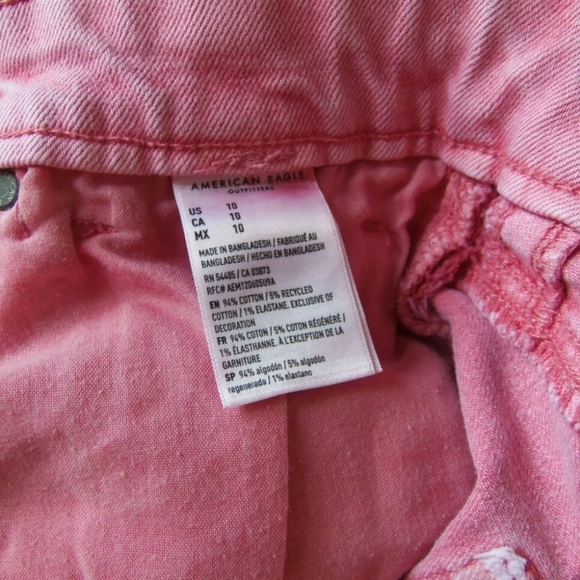 American Eagle Stretch Raw Hem Pink Denim Shorts sz 10 - Picture 7 of 9